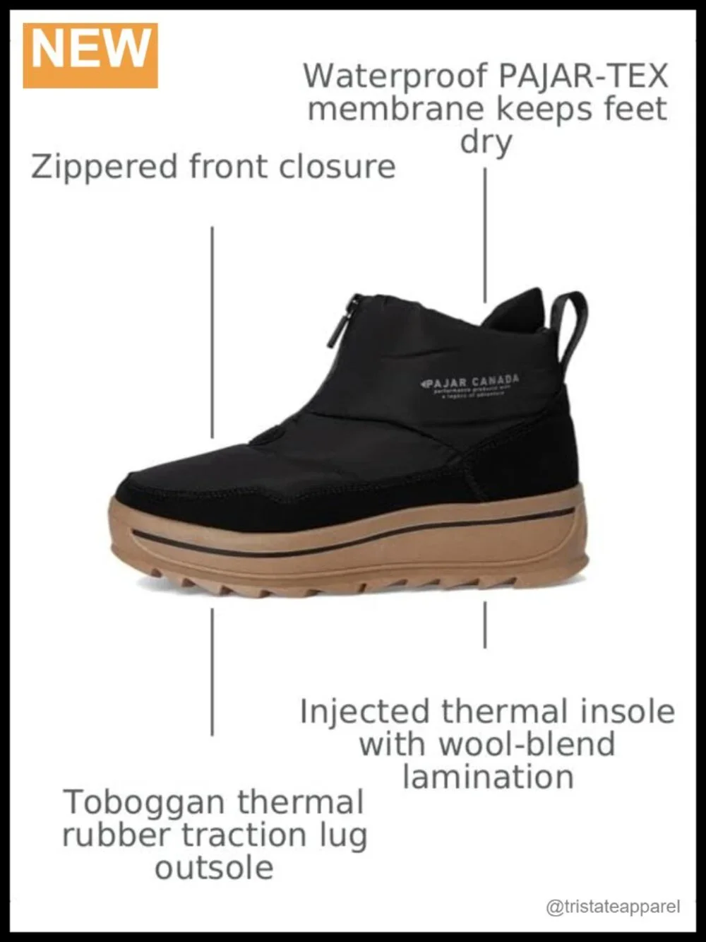 Pajar Canada Gala Women's Snow Boots Waterproof Fleece Lined Non-Skid